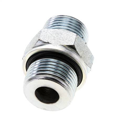 UNS 1''-14 x M27x2 Embout double en acier zingué ORFS 400 Bar - Hydraulique