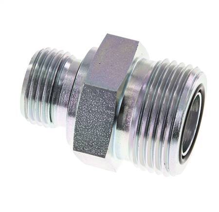 Embout double en acier zingué UN 1-3/16''-12 x G 1/2'' ORFS 400 Bar - Hydraulique