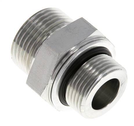 UN 1-3/16''-12 x G 3/4'' Zinc plated Steel Double Nipple ORFS 400 Bar - Hydraulic