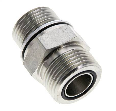 UN 1-3/16''-12 x M27x2 Embout double en acier zingué ORFS 400 Bar - Hydraulique
