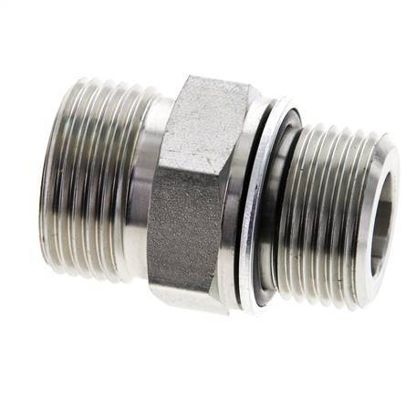 UN 1-3/16''-12 x M27x2 Embout double en acier zingué ORFS 400 Bar - Hydraulique