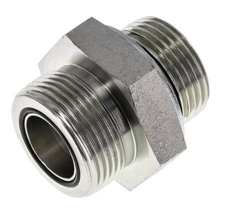 UN 1-7/16''-12 x G 1'' Zinc plated Steel Double Nipple ORFS 400 Bar - Hydraulic