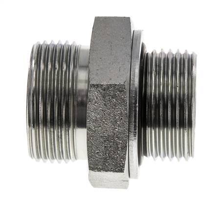 UN 1-7/16''-12 x G 1'' Zinc plated Steel Double Nipple ORFS 400 Bar - Hydraulic
