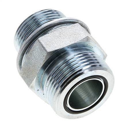 UN 1-7/16''-12 x M33x2 Embout double en acier zingué ORFS 400 Bar - Hydraulique