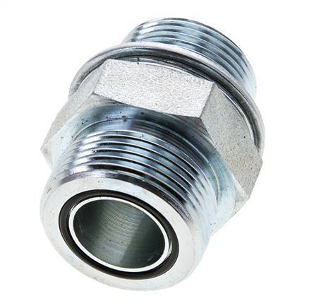 UN 1-7/16''-12 x M33x2 Embout double en acier zingué ORFS 400 Bar - Hydraulique