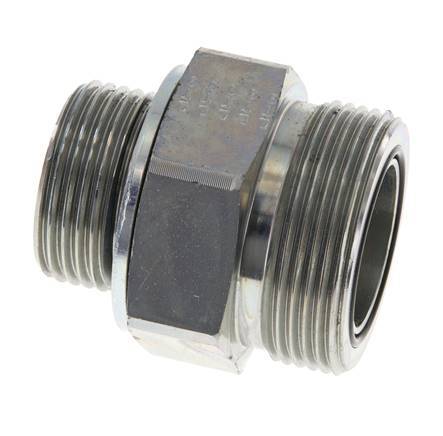 Embout double en acier zingué UN 1-11/16''-12 x G 1'' ORFS 250 Bar - Hydraulique