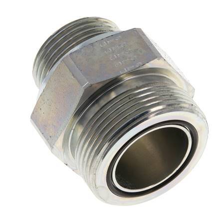 Embout double en acier zingué UN 1-11/16''-12 x G 1'' ORFS 250 Bar - Hydraulique