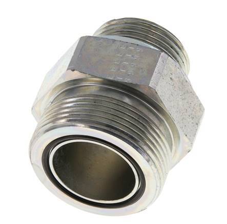 Embout double en acier zingué UN 1-11/16''-12 x G 1'' ORFS 250 Bar - Hydraulique