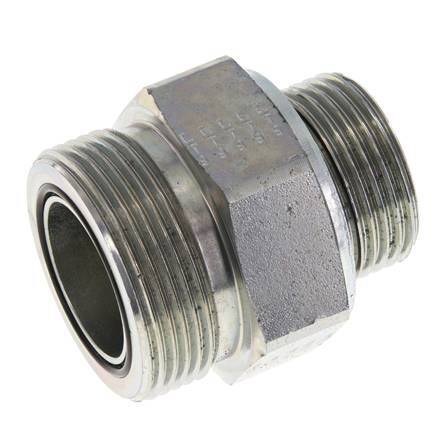 Embout double en acier zingué UN 1-11/16''-12 x G 1'' ORFS 250 Bar - Hydraulique