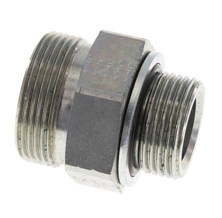Embout double en acier zingué UN 1-11/16''-12 x G 1'' ORFS 250 Bar - Hydraulique