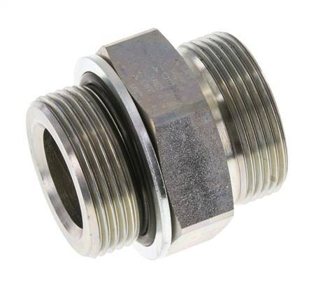 Embout double en acier zingué UN 1-11/16''-12 x G 1 1/4'' ORFS 250 Bar - Hydraulique