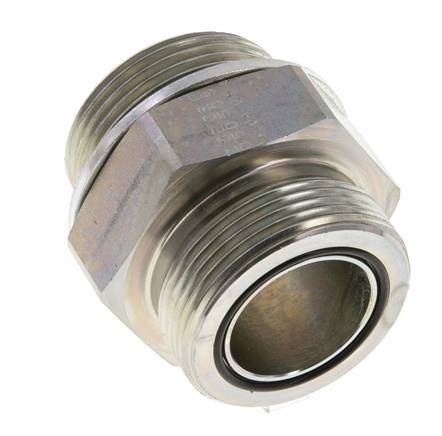 Embout double en acier zingué UN 1-11/16''-12 x G 1 1/4'' ORFS 250 Bar - Hydraulique