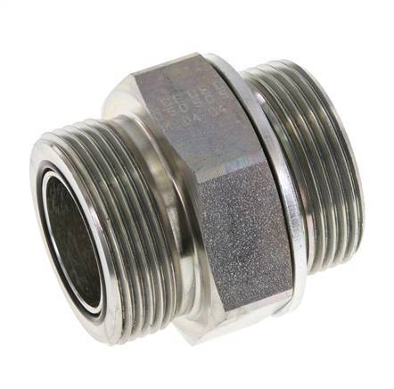Embout double en acier zingué UN 1-11/16''-12 x G 1 1/4'' ORFS 250 Bar - Hydraulique
