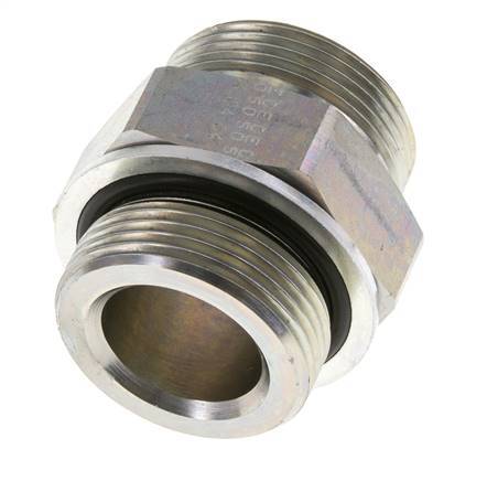 Embout double en acier zingué UN 1-11/16''-12 x G 1 1/4'' ORFS 250 Bar - Hydraulique