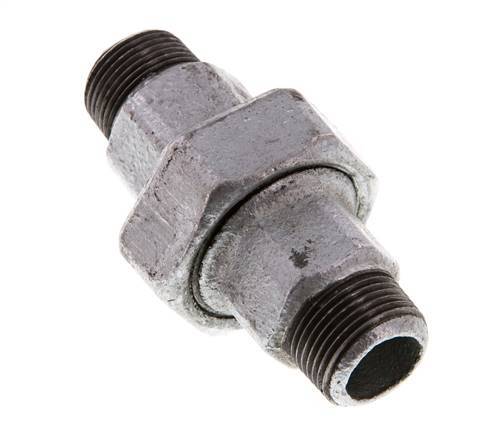 R 3/4'' Fonte zinguée Embout double 3 pièces à étanchéité conique 25 Bar