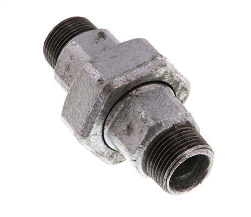 R 3/4'' Fonte zinguée Embout double 3 pièces à étanchéité conique 25 Bar