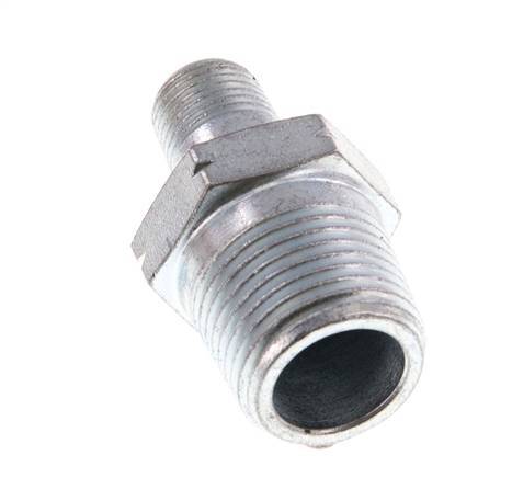 R 3/8'' x R 1/8'' Zinc plated Cast iron Double Nipple 25 Bar