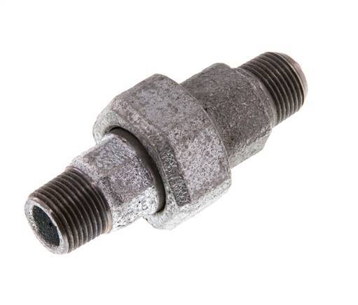 R 3/8'' Zinc plated Cast iron Double Nipple 3-pieces with Conically sealing 25 Bar