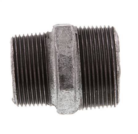 R 1 1/2'' x R 1 1/4'' Zinc plated Cast iron Double Nipple 25 Bar