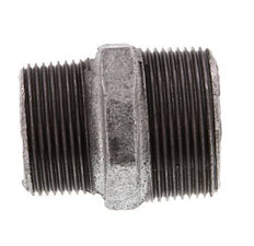 R 1 1/2'' x R 1 1/4'' Zinc plated Cast iron Double Nipple 25 Bar