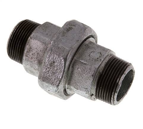 R 1 1/4'' Fonte zinguée Embout double 3 pièces à étanchéité conique 25 Bar