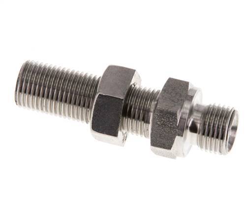 G 1/8'' Stainless steel Bulkhead Double nipple 475 Bar - Hydraulic
