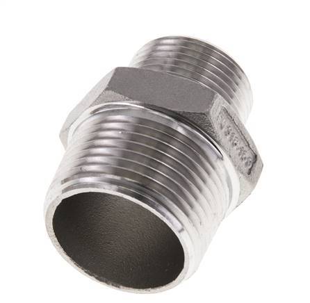 3/4'' NPT x 1'' NPT Embout double en acier inoxydable 16 Bar