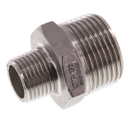 R 1'' x R 1/2'' Mamelon double en acier inoxydable 16 Bar