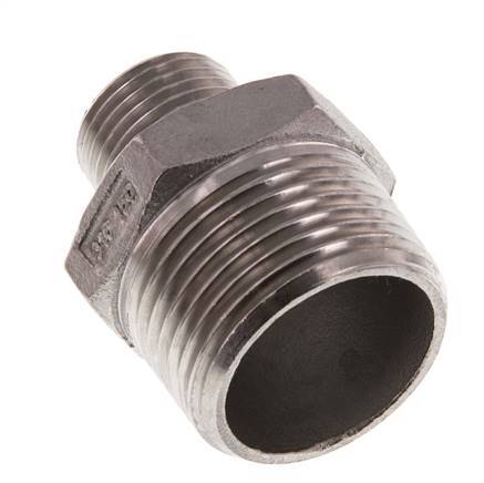 R 1'' x R 1/2'' Mamelon double en acier inoxydable 16 Bar