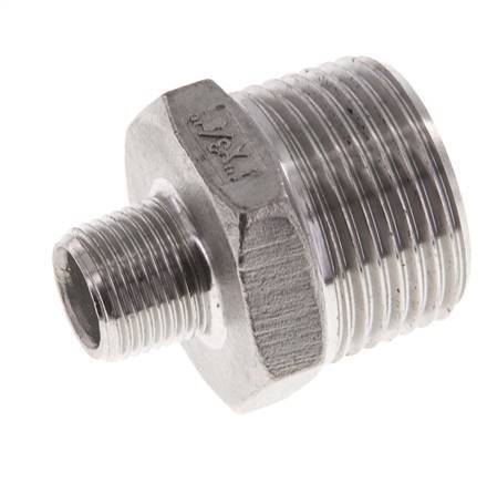R 1'' x R 3/8'' Stainless steel Double Nipple 16 Bar