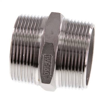 R 1 1/2'' Acier inoxydable Double Mamelon 16 Bar