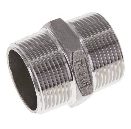 1 1/4'' NPT Acier inoxydable Double Mamelon 16 Bar