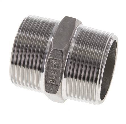 1 1/4'' NPT Acier inoxydable Double Mamelon 16 Bar