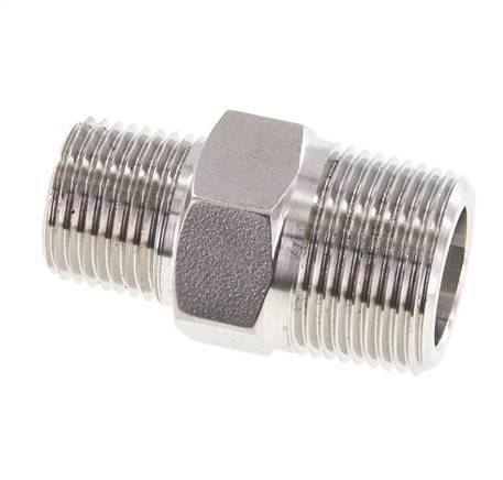 Raccord double en acier inoxydable 1/2'' NPT x 3/4'' NPT 170 Bar - Hydraulique