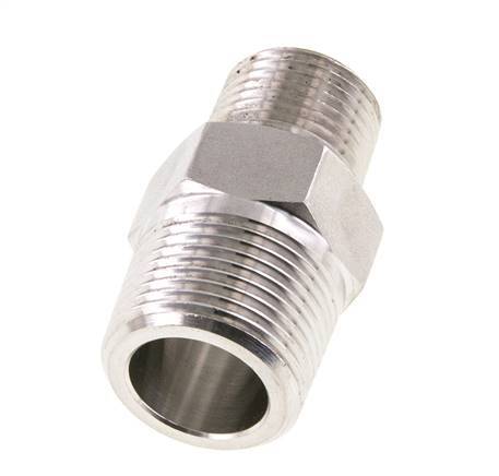 Raccord double en acier inoxydable 1/2'' NPT x 3/4'' NPT 170 Bar - Hydraulique