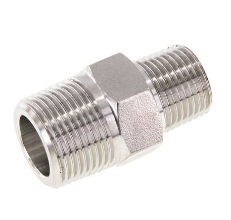 Raccord double en acier inoxydable 1/2'' NPT x 3/4'' NPT 170 Bar - Hydraulique