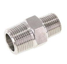 Raccord double en acier inoxydable 1/2'' NPT x 3/4'' NPT 170 Bar - Hydraulique