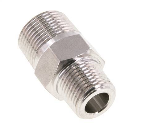 Raccord double en acier inoxydable 1/2'' NPT x 3/4'' NPT 170 Bar - Hydraulique