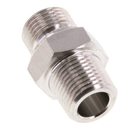 Mamelon double en acier inoxydable 1/2'' NPT x G 1/2'' 40 Bar - Hydraulique