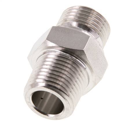 Mamelon double en acier inoxydable 1/2'' NPT x G 1/2'' 40 Bar - Hydraulique