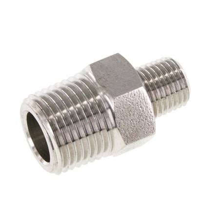 Mamelon double en acier inoxydable 1/4'' NPT x 1/2'' NPT 210 Bar - Hydraulique
