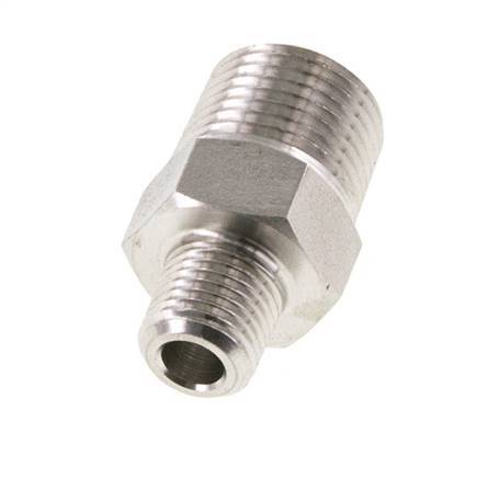 Mamelon double en acier inoxydable 1/4'' NPT x 1/2'' NPT 210 Bar - Hydraulique