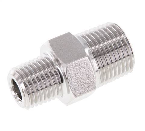 Embout double en acier inoxydable 1/4'' NPT x 3/8'' NPT 210 Bar - Hydraulique