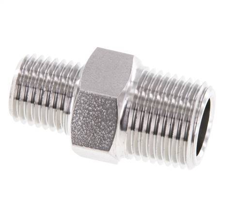 Embout double en acier inoxydable 1/4'' NPT x 3/8'' NPT 210 Bar - Hydraulique