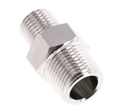 Embout double en acier inoxydable 1/4'' NPT x 3/8'' NPT 210 Bar - Hydraulique