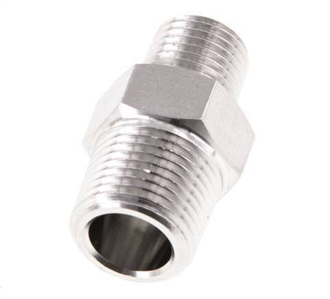 Embout double en acier inoxydable 1/4'' NPT x 3/8'' NPT 210 Bar - Hydraulique