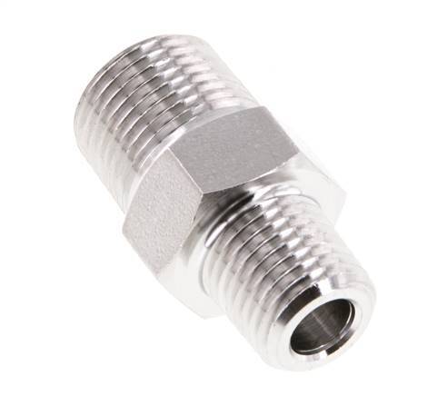 Embout double en acier inoxydable 1/4'' NPT x 3/8'' NPT 210 Bar - Hydraulique