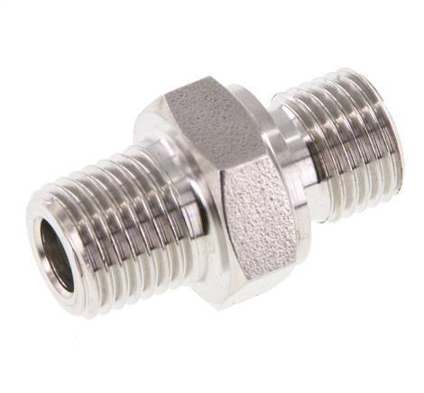 Mamelon double en acier inoxydable 1/4'' NPT x G 1/4'' 40 Bar - Hydraulique