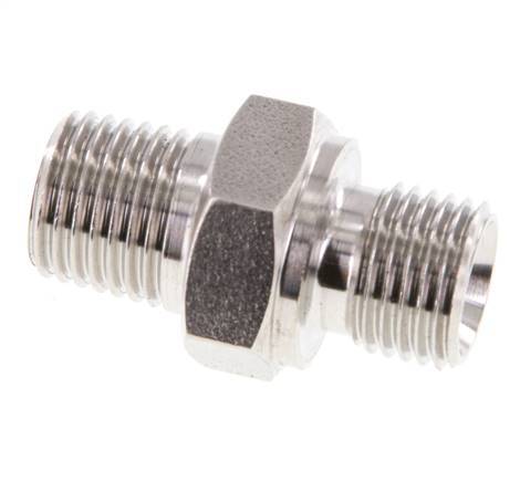 Mamelon double en acier inoxydable 1/4'' NPT x G 1/4'' 40 Bar - Hydraulique