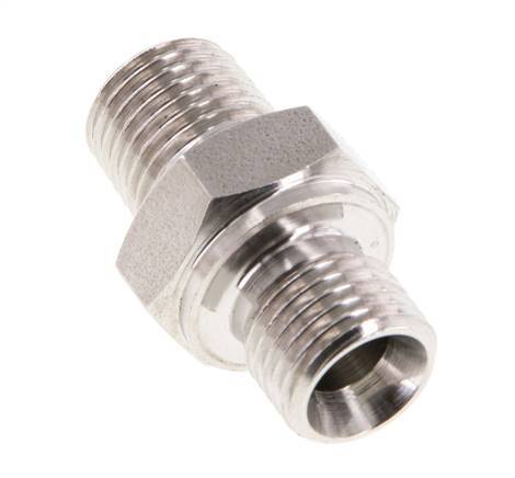 Mamelon double en acier inoxydable 1/4'' NPT x G 1/4'' 40 Bar - Hydraulique